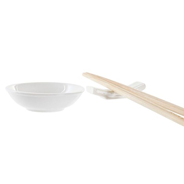 Sushi Set DKD Home Decor Bamboo Stoneware White Natural Oriental 27,3 x 20,3 x 2,5 cm (12 Units) Online Hot Sale