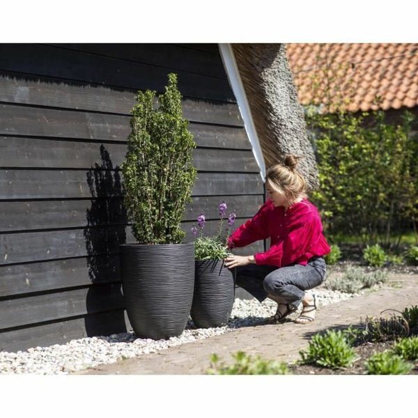 Planter Capi Europe Black Plastic Circular 34 x 34 x 46 cm For Cheap