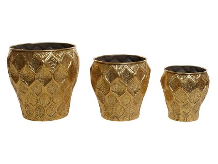 Set of Planters Home ESPRIT Golden Metal Modern 41 x 41 x 41,5 cm (3 Pieces) Cheap