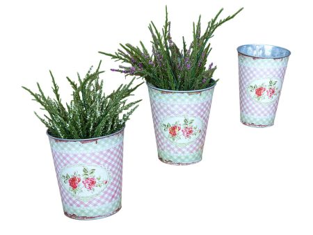 Set of Planters Romimex Multicolour Metal 3 Pieces Fashion