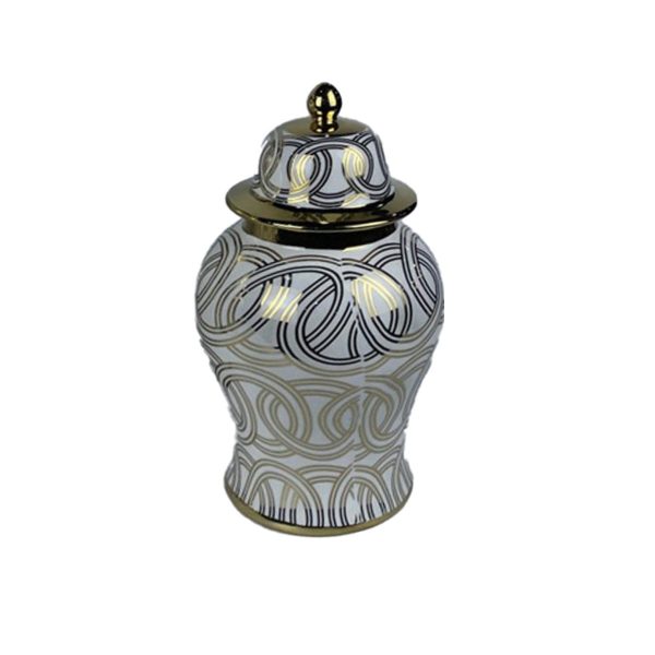 Vase DKD Home Decor Porcelain Golden White Oriental (17 x 17 x 31 cm) Online now