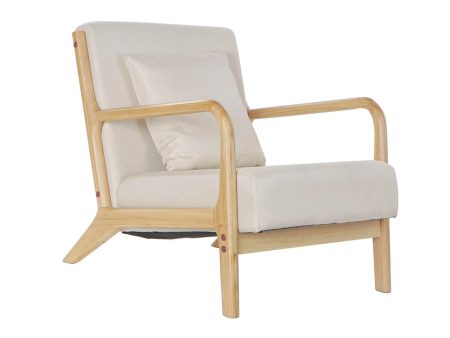 Armchair DKD Home Decor Beige Polyester MDF Wood (65 x 77 x 73 cm) on Sale