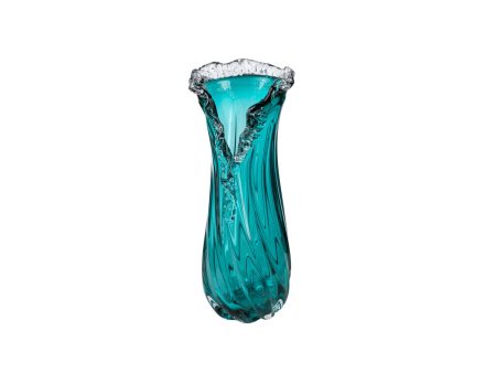 Vase Romimex Turquoise Glass 10 x 33 x 10 cm Sale