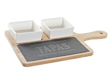 Appetizer Set DKD Home Decor Tapas Bamboo Stoneware Board 3 Pieces 31 x 20 x 5 cm Fashion