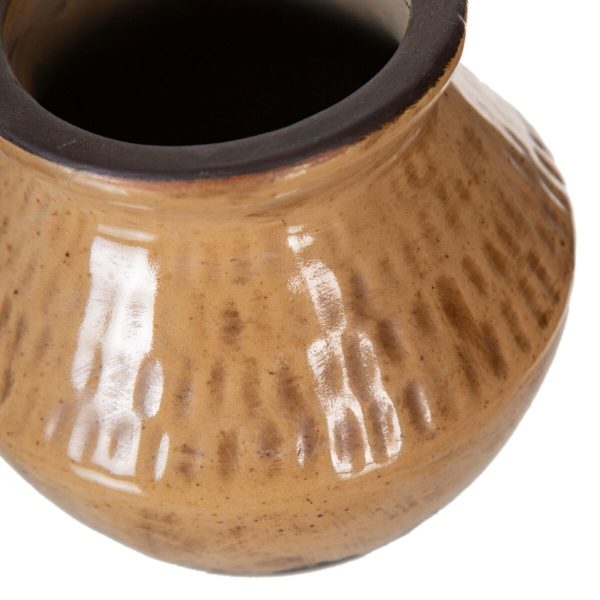 Vase Brown Ceramic 13 x 13 x 11,5 cm For Sale