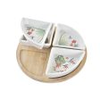 Appetizer Set DKD Home Decor White Multicolour Natural Bamboo Stoneware Tropical 21,5 x 21,5 x 1 cm (5 pcs) For Sale