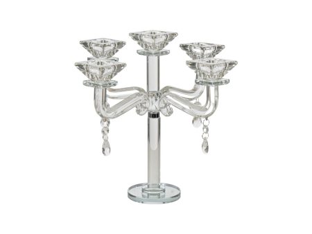 Candle Holder Romimex Transparent Glass 23 x 28 x 23 cm For Discount