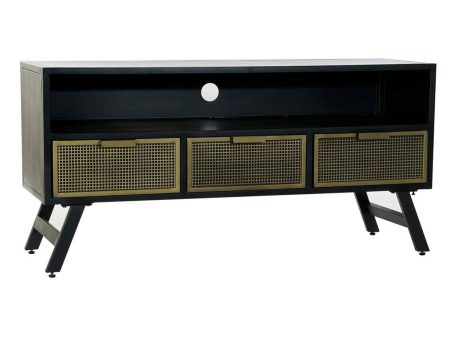 TV furniture DKD Home Decor Black Metal Golden (125 x 41 x 62 cm) on Sale