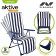 Sun-lounger Aktive White Navy Blue Reclining Striped 147 x 70 x 48 cm (2 Units) Supply