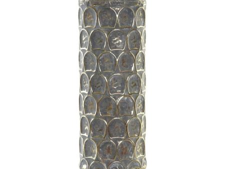 Vase DKD Home Decor Aged finish Grey Golden Metal Oriental 19 x 19 x 47 cm on Sale