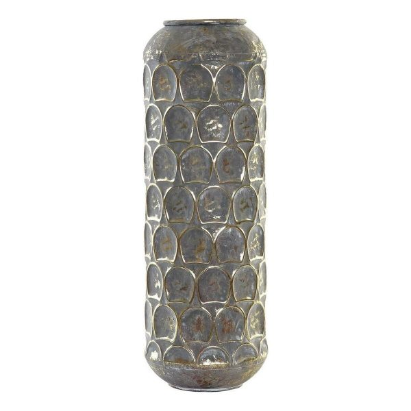 Vase DKD Home Decor Aged finish Grey Golden Metal Oriental 19 x 19 x 47 cm on Sale