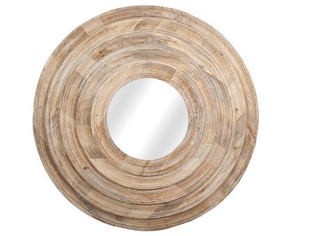 Wall mirror Romimex Stairs White Wood 120 x 120 x 8 cm Circular Hot on Sale