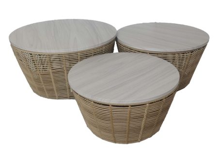 Tables set Romimex Natural 3 Pieces Online Hot Sale