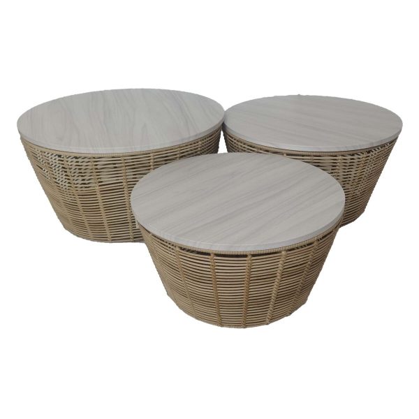 Tables set Romimex Natural 3 Pieces Online Hot Sale