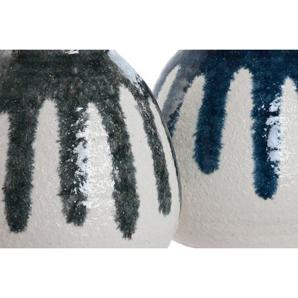 Vase Home ESPRIT Blue White Green Grey Ceramic Mediterranean 18 x 18 x 18 cm (2 Units) Online Sale