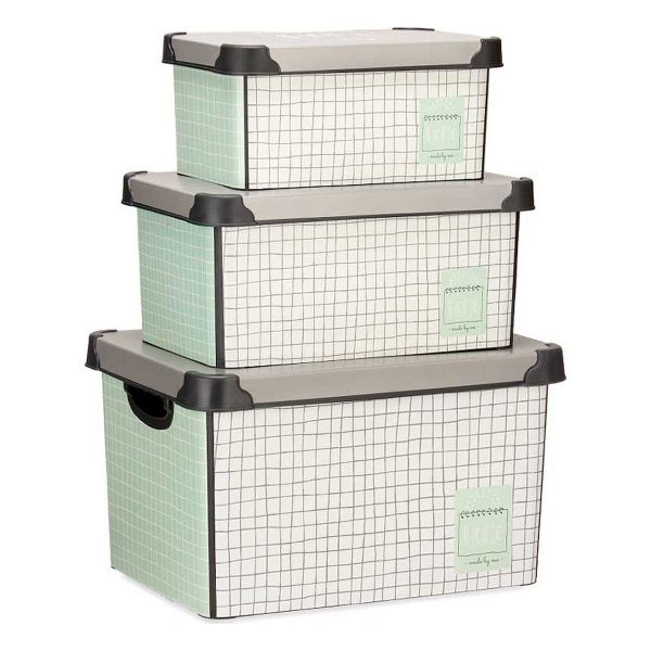 Set of Stackable Organising Boxes Home 3 Pieces Plastic Online