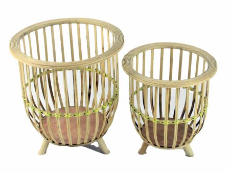 Set of Planters DKD Home Decor 35 x 35 x 37 cm Natural Light brown Bamboo Online