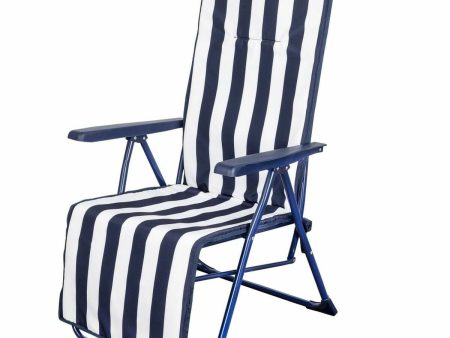 Sun-lounger Aktive White Navy Blue Reclining Striped 147 x 70 x 48 cm (2 Units) Supply