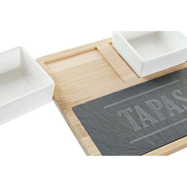 Appetizer Set DKD Home Decor Tapas Bamboo Stoneware Board 3 Pieces 31 x 20 x 5 cm Fashion