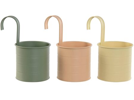 Planter Home ESPRIT Yellow Green Amber Light Pink Metal 11,5 x 11,5 x 21 cm (3 Units) Online Sale