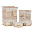 Basket set Home ESPRIT Green Beige Natural wicker 47 x 35 x 55 cm 5 Pieces on Sale