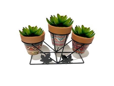 Flower Pot Stand Romimex Multicolour Metal Ceramic 34 x 20 x 12 cm For Sale