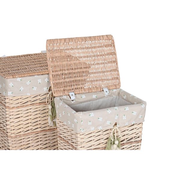 Basket set Home ESPRIT Green Beige Natural wicker 47 x 35 x 55 cm 5 Pieces on Sale