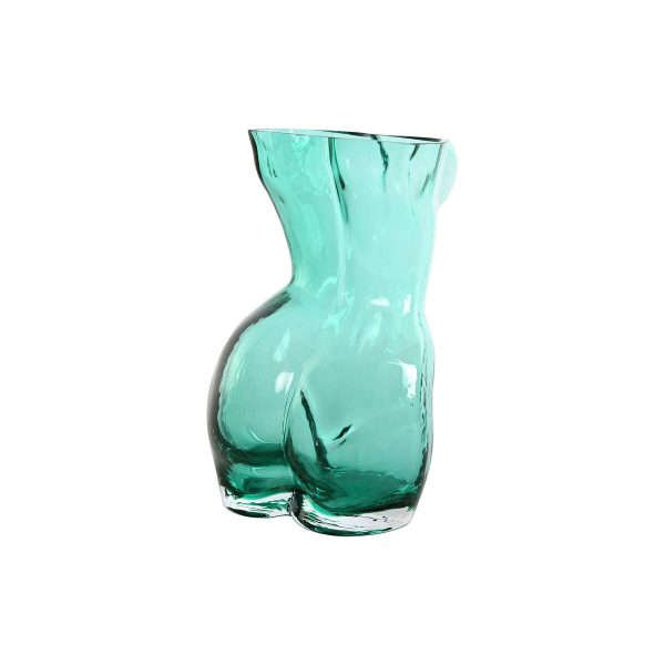 Vase Home ESPRIT Blue Green Crystal 18 x 17 x 28 cm (2 Units) For Cheap