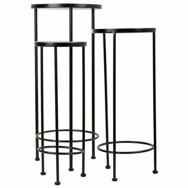 Flower Pot Stand Alexandra House Living Black Iron Tile 30 x 68 x 30 cm 3 Pieces Supply