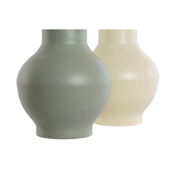 Vase Home ESPRIT Green Cream Metal 20 x 20 x 34,5 cm (2 Units) Fashion