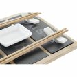 Sushi Set DKD Home Decor Bamboo Board Black Natural Oriental 25 x 19 x 3 cm For Sale