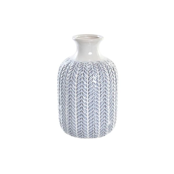 Vase DKD Home Decor Blue White Porcelain Mediterranean 16 x 16 x 25 cm For Sale