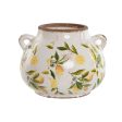 Vase Home ESPRIT Yellow White Brown Stoneware Lemon 21 x 20 x 16 cm on Sale