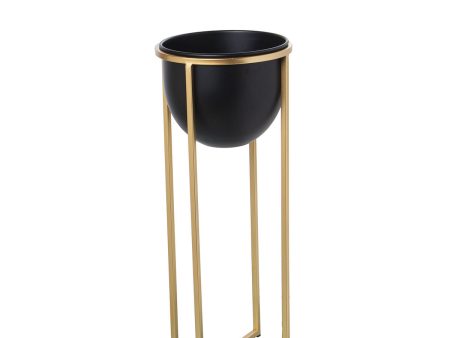 Planter Alexandra House Living Black Golden Metal 21 x 21 x 50 cm With support Supply