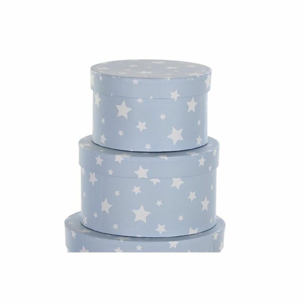 Set of Stackable Organising Boxes DKD Home Decor Circular Stars Children s Cardboard Online now