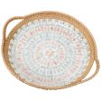 Tray Alexandra House Living Multicolour Rattan Mother of pearl Circular 40 x 5 x 33 cm Hot on Sale