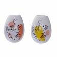 Vase DKD Home Decor 22,5 x 22,5 x 29 cm Face White Resin Multicolour (2 Units) Cheap