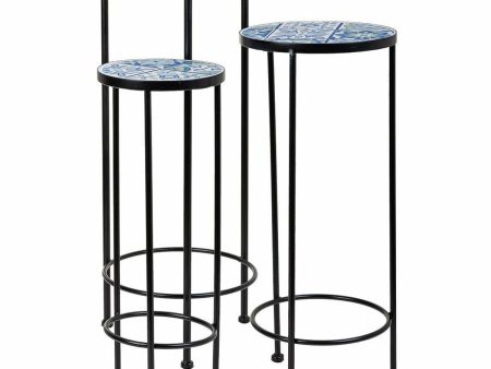 Flower Pot Stand Alexandra House Living Black Iron Tile 30 x 68 x 30 cm 3 Pieces Supply