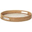 Tray Alexandra House Living Multicolour Rattan Mother of pearl Circular 33 x 35 x 33 cm Fashion