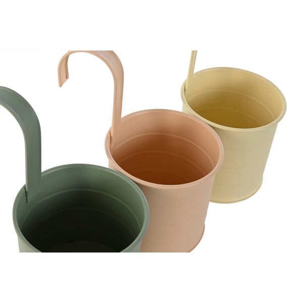 Planter Home ESPRIT Yellow Green Amber Light Pink Metal 11,5 x 11,5 x 21 cm (3 Units) Online Sale