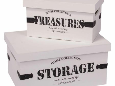 Storage boxes Alexandra House Living White MDF Wood 2 Pieces Discount