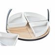 Appetizer Set DKD Home Decor White Black Metal Bamboo Stoneware Loft 4 Pieces 21,5 x 21,5 x 14 cm Fashion