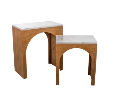 Tables set Romimex White Natural 2 Pieces Online