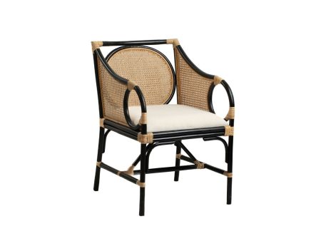 Armchair Romimex Black Natural Rattan 53 x 86 x 63 cm Online Sale