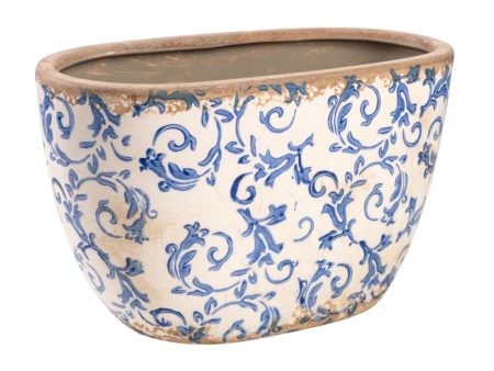 Planter Romimex Blue White Porcelain Aged finish 27 x 16 x 15 cm Online