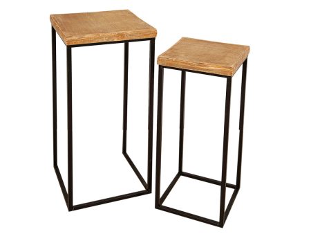 Tables set Romimex Black black Wood Metal 2 Pieces Supply