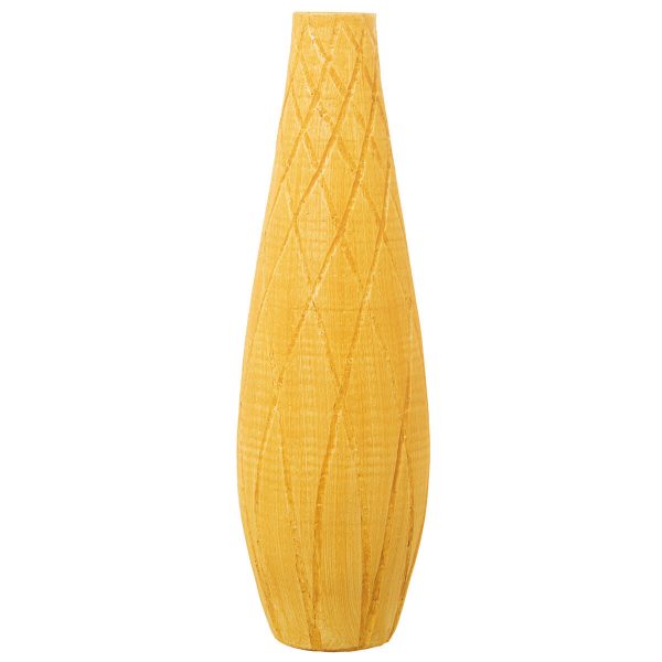 Vase Alexandra House Living Yellow Ceramic Rhombus 22 x 22 x 73 cm Discount