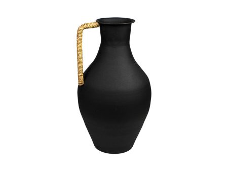 Vase Romimex Black Metal wicker 24 x 39 x 24 cm With handle Supply