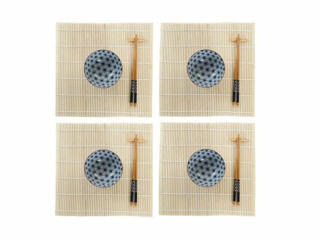 Sushi Set DKD Home Decor 14,5 x 14,5 x 31 cm Blue Stoneware Oriental (16 Pieces) Online