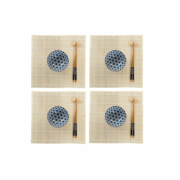 Sushi Set DKD Home Decor 14,5 x 14,5 x 31 cm Blue Stoneware Oriental (16 Pieces) Online